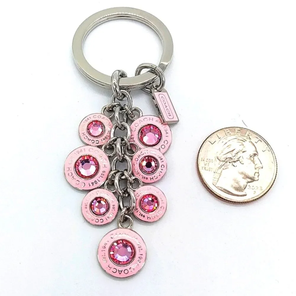 Vintage COACH Signature Multi Jewel Keychain Fob Purse Charm #1734 BCA Awareness - Picture 6 of 7